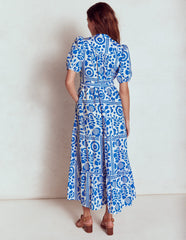 Boden Christabel Cotton Midi Dress - Gallery Blue, Walled Garden