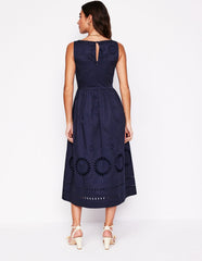 Boden Lauren Broderie Midi Dress - Navy