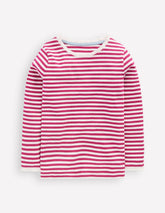 Boden Ribbed Long Sleeve T-shirt - Cherry Jam/Soft Ivory Stripe
