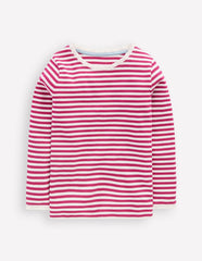 Boden Ribbed Long Sleeve T-shirt - Cherry Jam/Soft Ivory Stripe