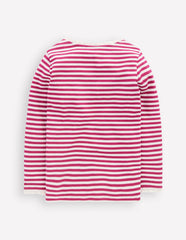 Boden Ribbed Long Sleeve T-shirt - Cherry Jam/Soft Ivory Stripe