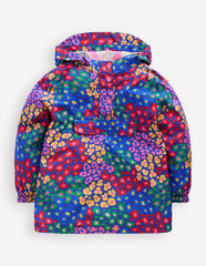 Boden Waterproof Pack - away Jacket - Bright Blue Multi Leopard