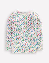 Boden Long Sleeve Pointelle Top - Soft Ivory Ditsy