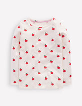 Boden Long Sleeve Pointelle Top - Soft Ivory Little Apples