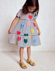 Boden Ariel Twirly Jersey Dress - Multi Heart Stripe