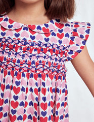 Boden Adeline Smocked Dress - Poppy Red Geo Heart