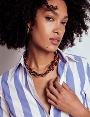 Boden Chunky Resin Chain Necklace - Brown