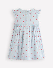 Boden Adeline Smocked Dress - Glacier Blue Spaced Tiny Bows