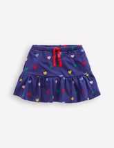 Boden Tiered Jersey Skort - Starboard Blue Multi Hearts