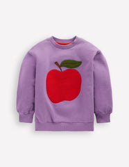 Boden Bobbie Appliqué Sweatshirt - Aster Purple Apple