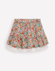 Boden Printed Pull - on Woven Skirt - Rose Pink Flowerbed