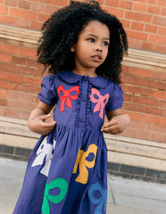 Boden Appliqué Bow Shirt Dress - Starboard Blue Bows