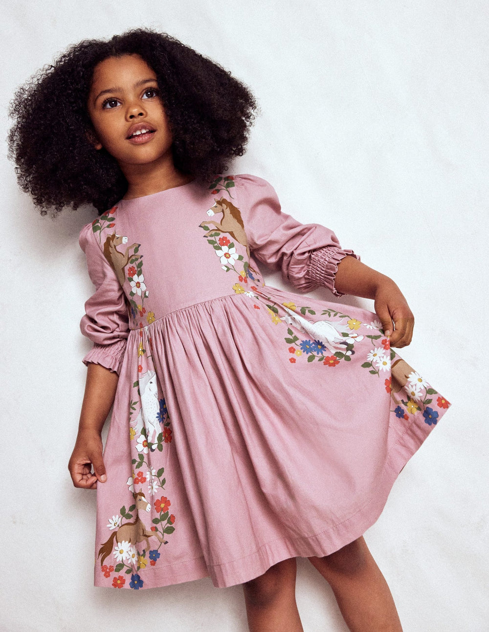 Boden Madeline Long Sleeve Dress - Formica Pink Horses