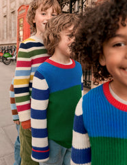 Boden Everyday Cotton Sweater - Kingfisher Blue/Rich Emerald