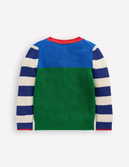 Boden Everyday Cotton Sweater - Kingfisher Blue/Rich Emerald