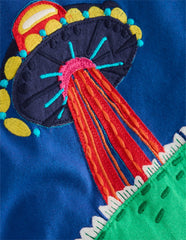 Boden Short Sleeve Appliqué T-shirt - Dino Space