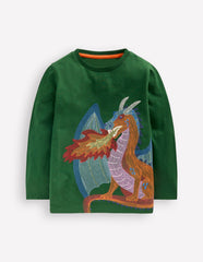 Boden Longsleeve Superstitch T-shirt - Shady Green Dragon