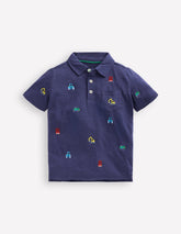 Boden Embroidered Slub Polo Shirt - College Navy Transport