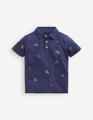 Boden Embroidered Slub Polo Shirt - College Navy Transport