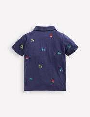 Boden Embroidered Slub Polo Shirt - College Navy Transport