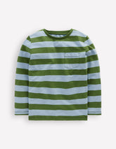 Boden Everyday Long Sleeve T-shirt - Glacier Blue/ Broccoli Green