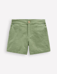 Boden Cotton Linen Shorts - Newt Green