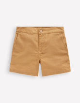 Boden Cotton Linen Shorts - Hazelnut Brown
