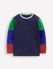 Boden Long Sleeve Hotchpotch T-shirt - College Navy