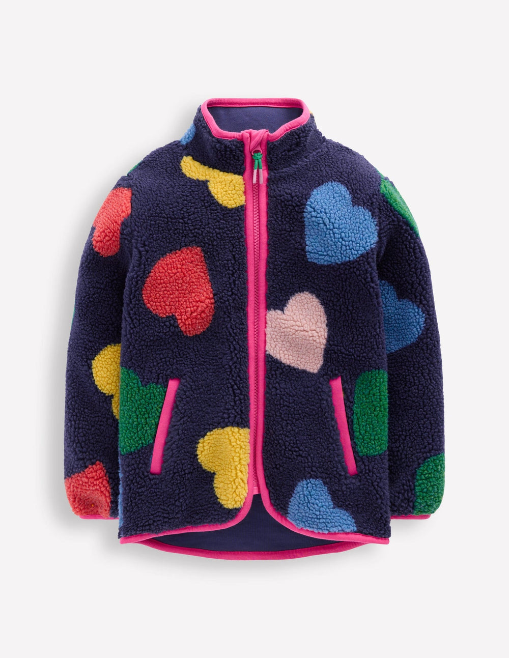 Boden Eden Borg Zip - Through Jacket - Starboard Blue Multi Hearts