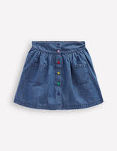 Boden Button - through Mini Skirt - Denim
