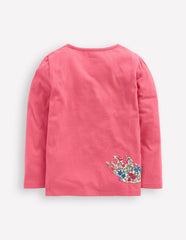 Boden Long Sleeve Superstitch Tee - Rose Pink Horses