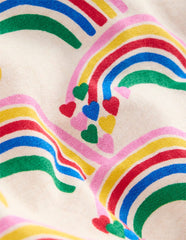 Boden Printed Sweatshirt - Oatmeal Marl Rainbow Hearts
