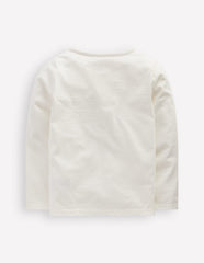 Boden Long Sleeve Bouclé T-shirt - Soft Ivory Dog
