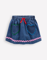 Boden Ric Rac Skirt - Mid Vintage Denim