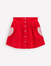 Boden Button - through Mini Skirt - Rockabilly Red Hearts