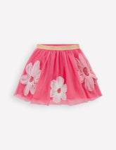 Boden Appliqué Tulle Skirt - Pink Flowers