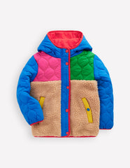 Boden Janie Borg Mix Jacket - Multi Colourblock