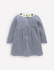 Boden Ribbed Jersey Dress - Starboard Blue Ivory Stripe