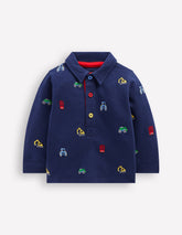 Boden Rugby Shirt - Blue Transport Embroidery