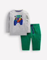 Boden Jersey Overalls Play Set - Grey Tractor
