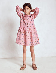 Boden Cosy Jersey Shirt Dress - Vintage Pink Spaced Ditsy