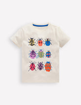 Boden Superstitch T-shirt - Soft Ivory Ladybirds