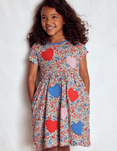 Boden Appliqué T-shirt Dress - Rose Pink Flowerbed Hearts