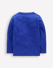 Boden Lift - the - flap T-shirt - Bright Blue Rocket