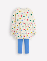 Boden Ribbed Tunic Set - Soft Ivory Small Hearts