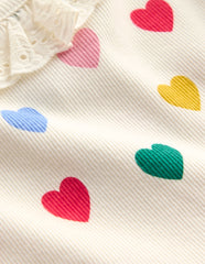 Boden Ribbed Tunic Set - Soft Ivory Small Hearts