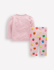 Boden Appliqué Jersey Play Set - Vintage Pink Small Apples