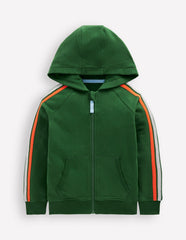 Boden Rainbow Zip - up Hoody - Pine Green