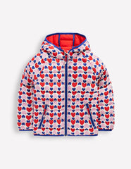 Boden Pack - away Padded Jacket - Poppy Red Geo Heart
