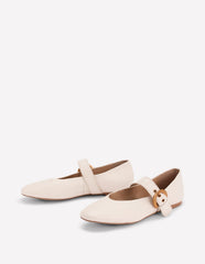 Boden Kylie Flat Buckle Mary Jane - Ecru